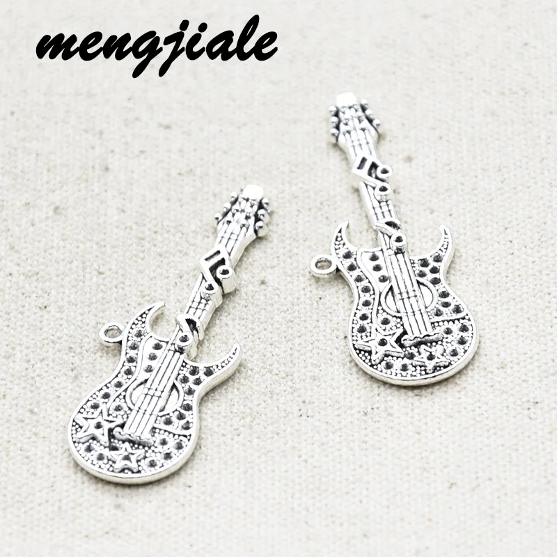 

4pcs Wholesale Fashion Antique Silver Big Guitar Charms Alloy Metal Pendant For DIY Handmade Jewelry Accessories Makings 56*20mm