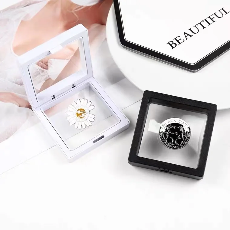 

Badge Storage Box Transparent Dust-proof Medal Jewelry Box Large Capacity Brooch Wall Display Frame Pin Gift Box Collection