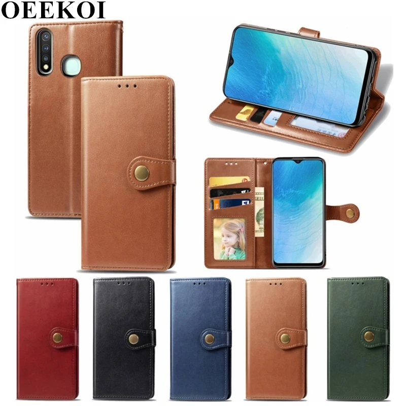 OEEKOI чистый цвет из искусственной кожи бумажник флип чехол для Vivo Y19 | Мобильные