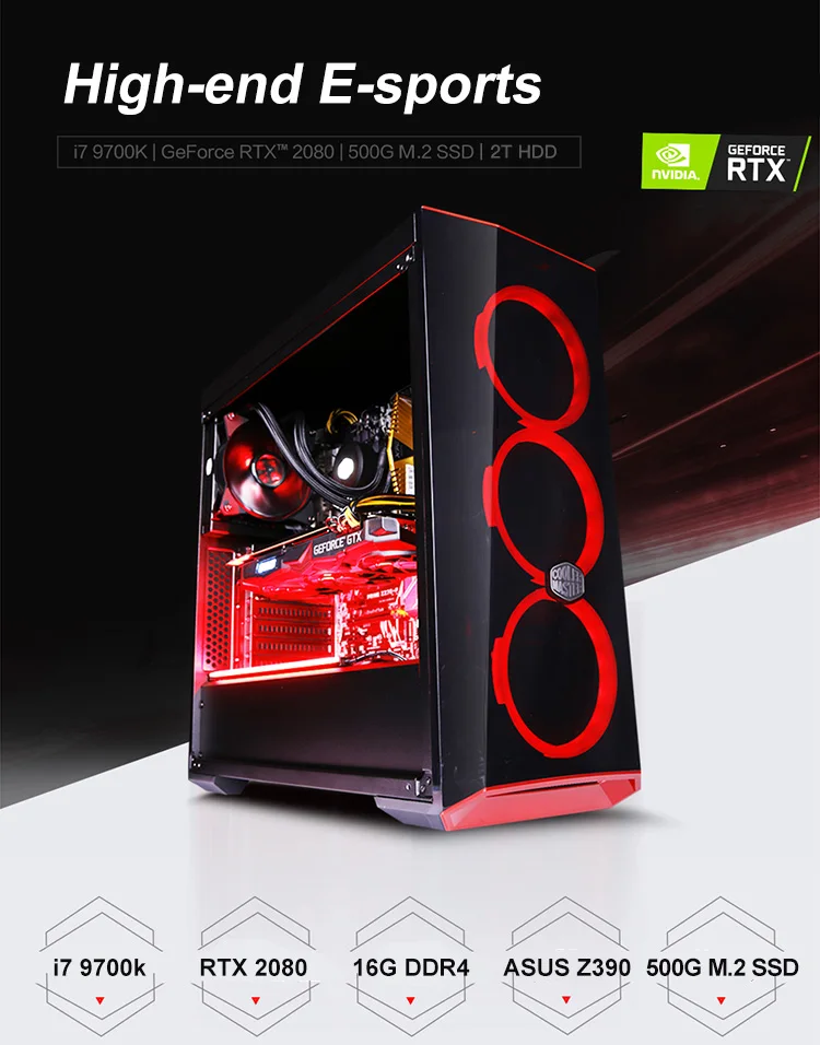 Intel 8-ядерный 8-ниточный настольный компьютер IPASON i7 9th Gen 9700 k/Z390/DDR4 16G ram/500G m.2+ 2T SSD/RTX2080 8G игровой ПК