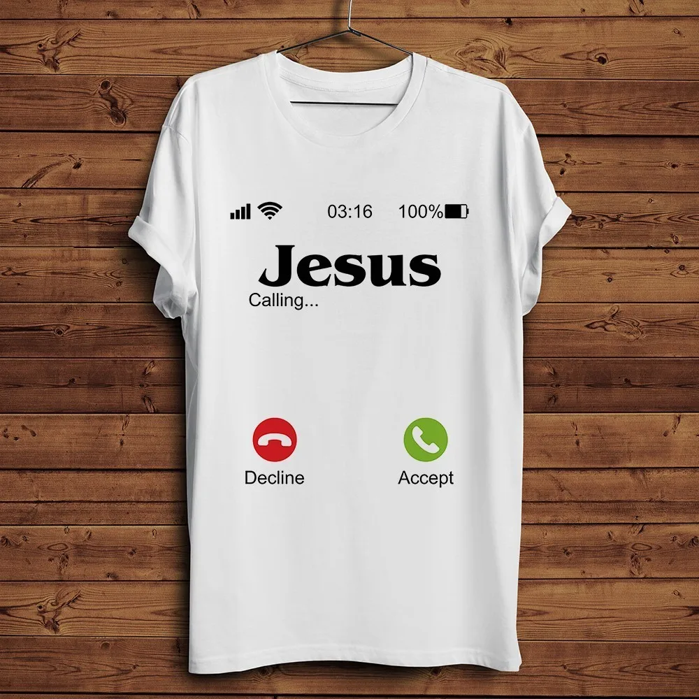 

Jesus Is Calling you funny t shirt men 2019 summer new white casual homme cool Christianity gift t-shirt