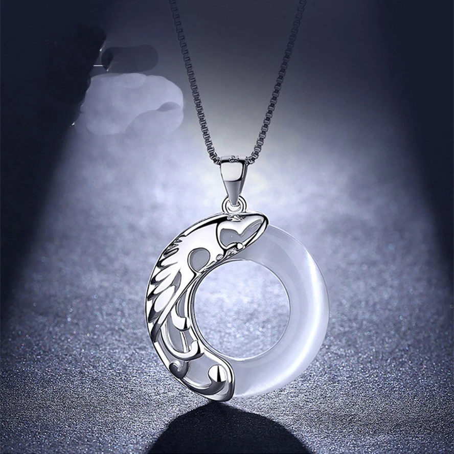 

Ожерелье из серебра 100% пробы, с этническим драконом и Фениксом