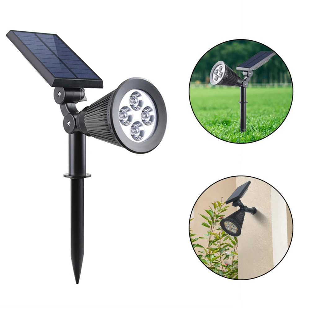 

Solar Garden Light Spotlight Outdoor Waterproof 4 LEDs 2-in-1 Solar Ground Landscape Spotlights Wall Lamps with Adjustable Angle