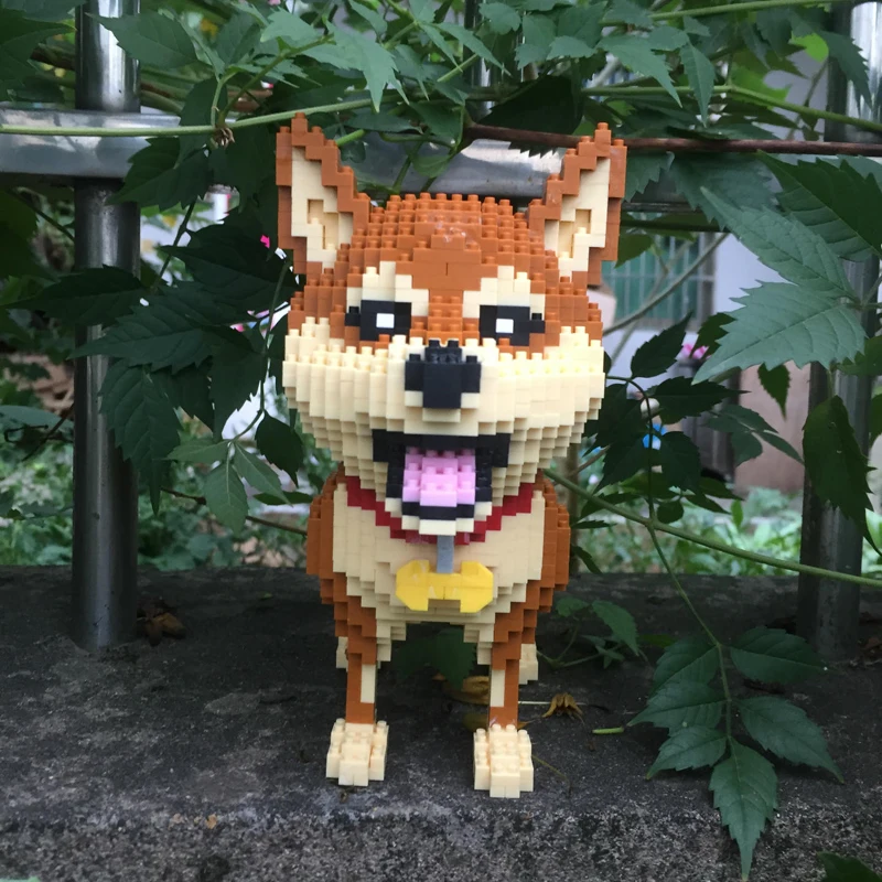 

Babu 8805 Shiba Breed Pet Dog Brown Animal 3D Model 1850pcs DIY Diamond Mini Building Small Blocks Brick Toy for Children no Box