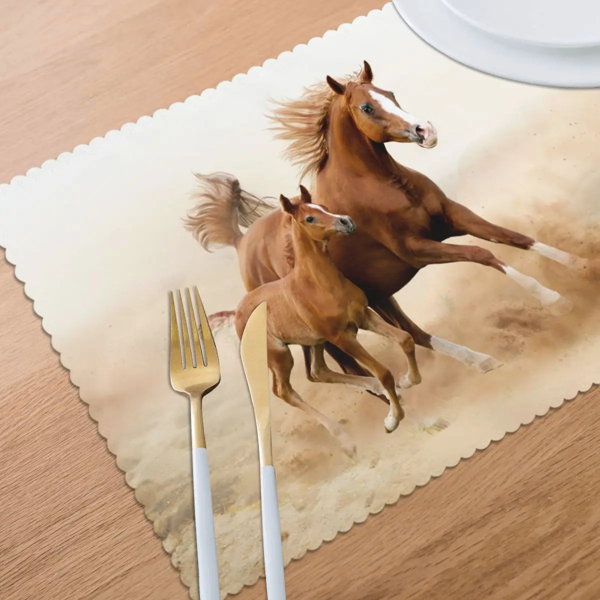 Коврики для стола подставки под стаканы Детская лошадь и его мама кофейных