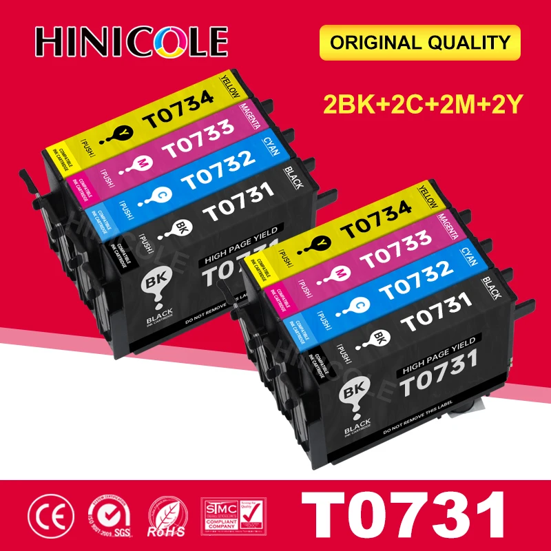 

8 Pcs 73N T0731 Ink Cartridge Compatible For Epson Stylus T13 TX102 TX103 TX121 C79 C90 C92 C110 CX3900 CX4900 Printer Cartridge