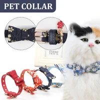 japanese cats collar cute bow kitten collar adjustable comfortable collar for pet small kitten puppy collar cat accessory gatos
