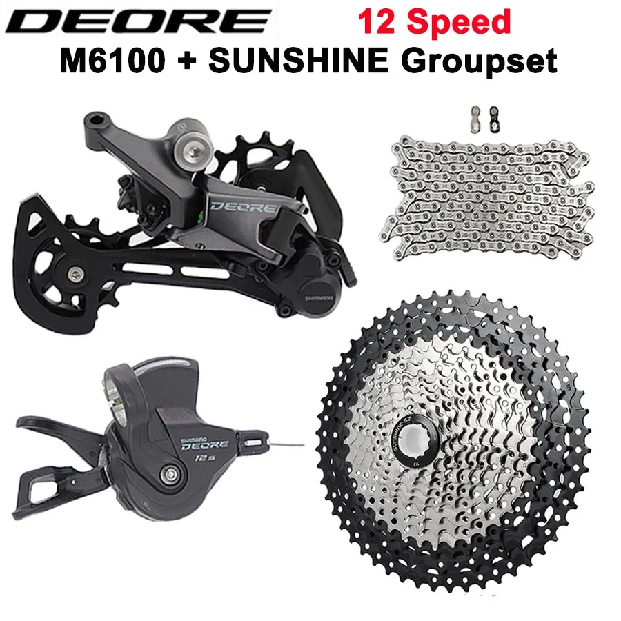 

Shimano Deore M6100 12 Speed Derailleurs Groupset Mountain Bike M6100 Shifte Rear Derailleur Chain Sunshine cassette 46T 50T 52T