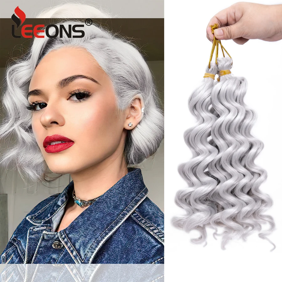 

Short 9 Inch Ocean Wave Crochet Hair 1-10 Packs Deep Wave Crochet Hair For Women Crochet Curly Hair Extensions Grey Brown