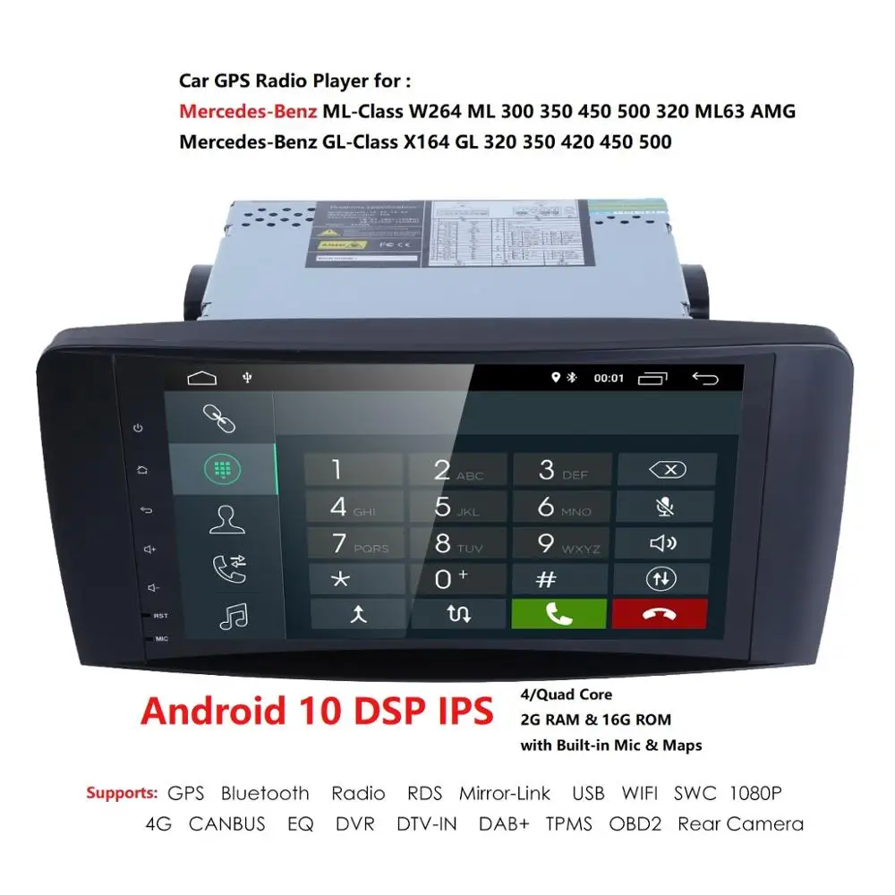 Android10 2 DIN PX5 автомобильный радиоплеер для Benz ML W164 GL X164 ML300 350 450 500 GL350 550