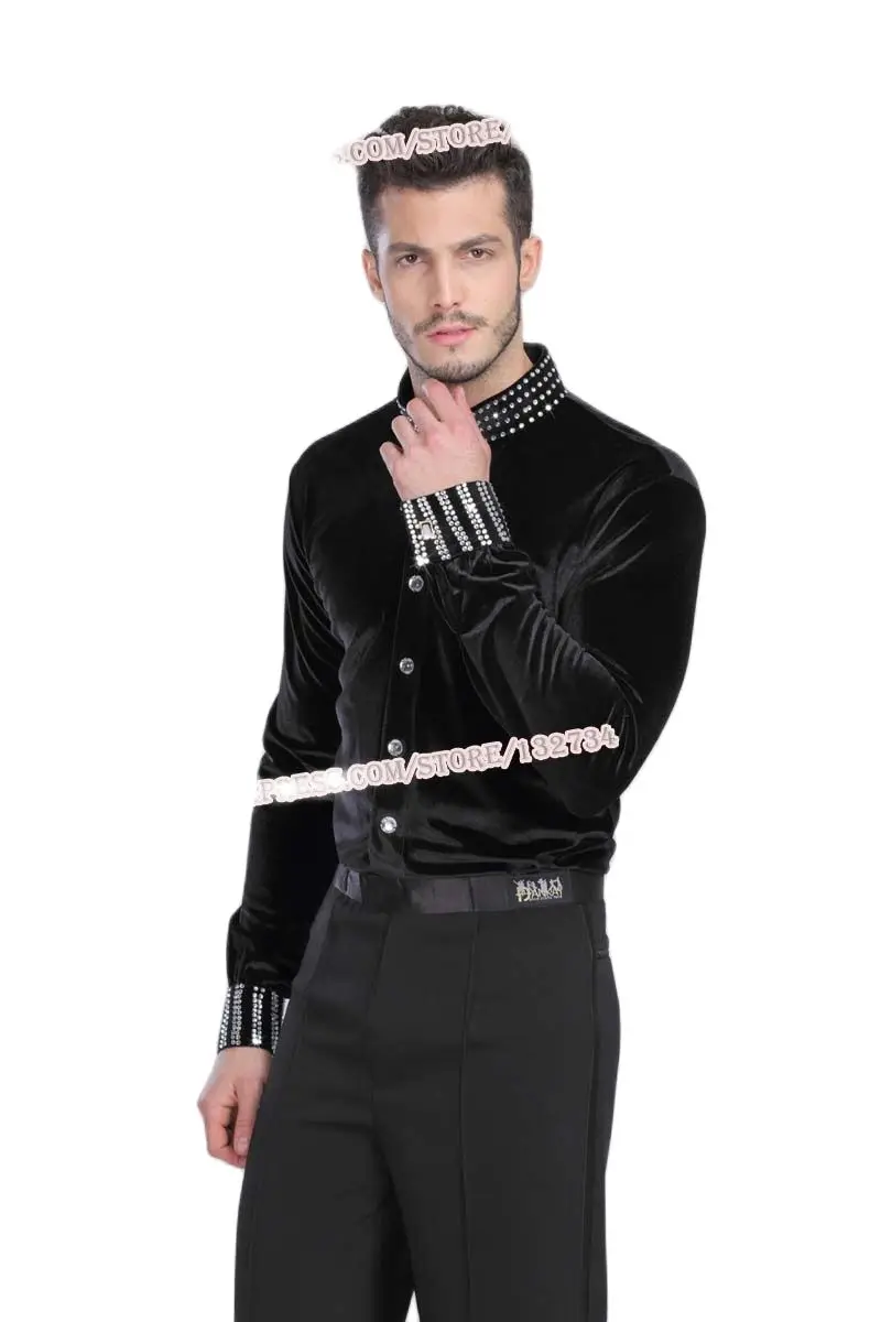 Рубашка мужская для бальных танцев бесплатный индивидуальный топ из черного