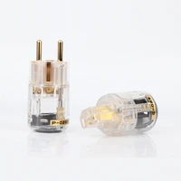 2pairs hight quality schuko plug eu version power plugs for audio power cable 24k gold plated male plug female iec connector