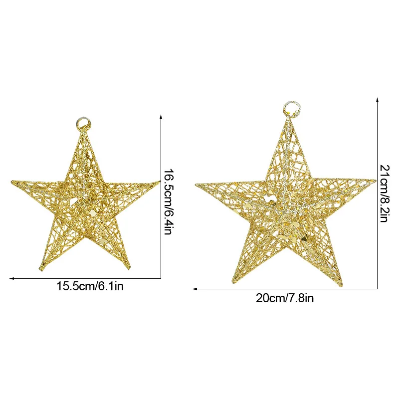 

15/20cm Christmas Hollow Star Ornament Decoration Stars Shape Hanging Pendants New Year Christmas Tree Decor