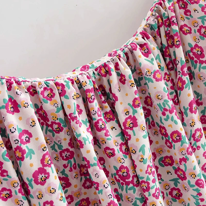 

Foridol floral print boho short summer dress spaghetti strap sash beach dress women pink chic retro mini dress sundress vestidos