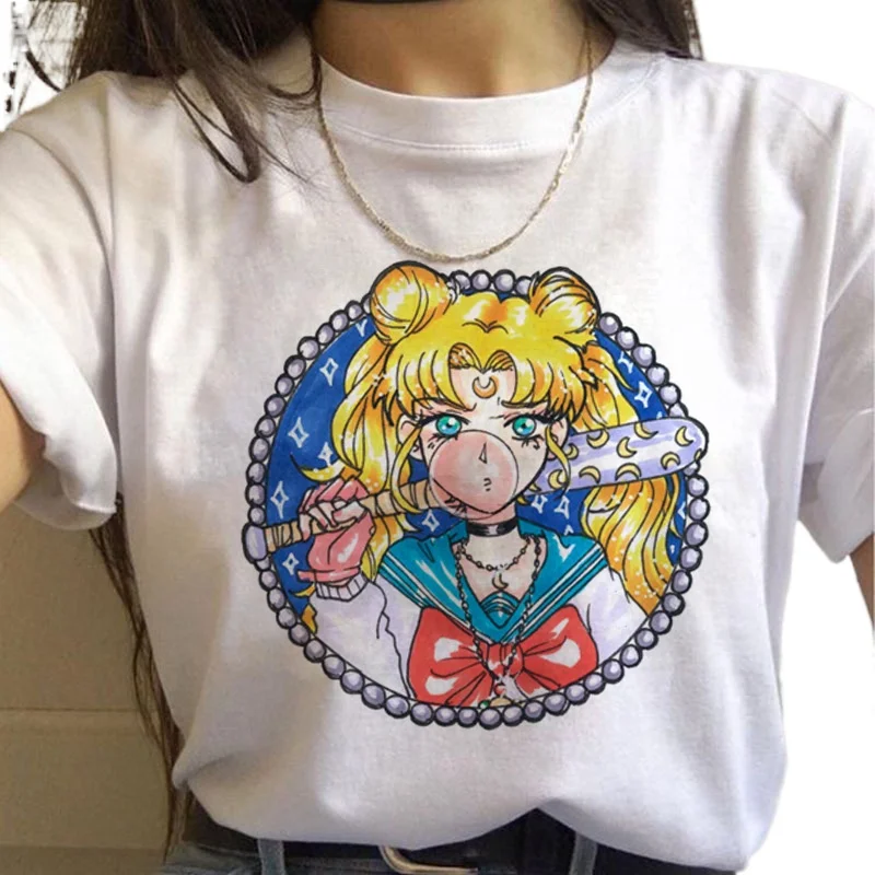 

Japanese Anime Sailor Moon Leng Bingyue Peripheral Women's Short Sleeve T-shirt Summer Variety of Styles Cosplay Costumes