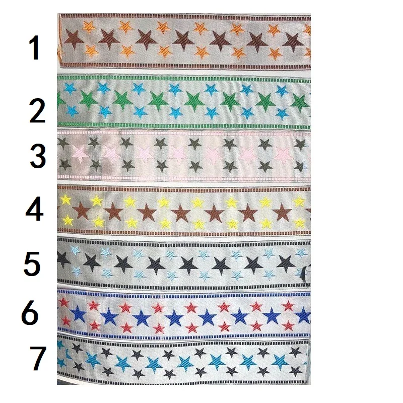 

10yards/lots wide 3.5cm Woven Jacquard Ribbon Trims five-pointed star pattern for curtain and clothing accessory LS-2790