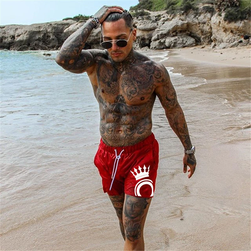 

Mens Fitness Girdling Sexy Running Shorts Summer Print Shorts Men Drill Gym Shorts Men Beach Surffing Workout Short Pants
