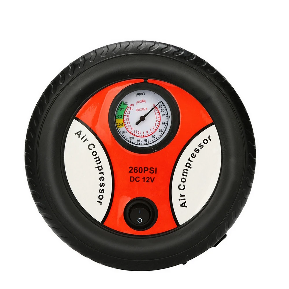 

Круглый автомобильный насос для шин, портативный воздушный насос для автомобильных шин, 12 В 150 Вт, 260PSI, для автомобилей, мотоциклов, велосипедов, прикуривателей