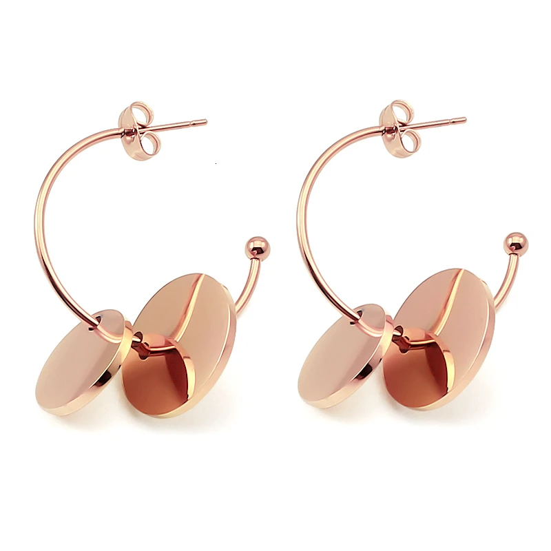 Хирургическая сталь серьги половинки розово золотистый и черный Цвет двойной ПК