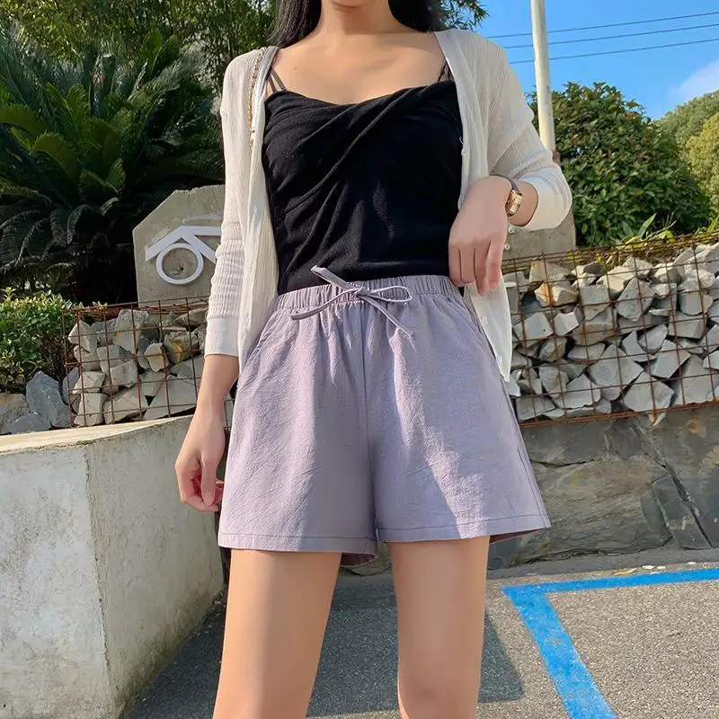 

Женские спортивные шорты с широкими штанинами 2021, женская летняя одежда, домашняя повседневная одежда, с высокой талией, тонкие, большого ра...