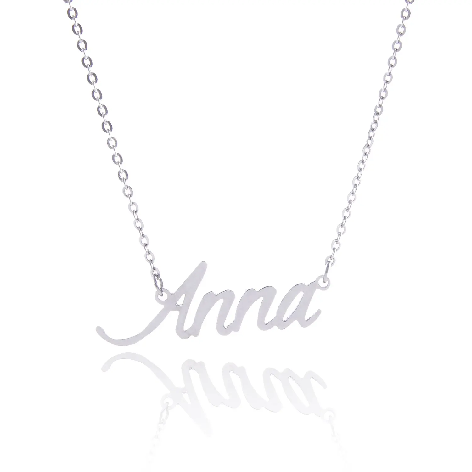 

New Personality Hot Simple Silver Color Personalized Name Stainless Steel Customized Metal Cut Necklaces Custom Wedding Jewelry