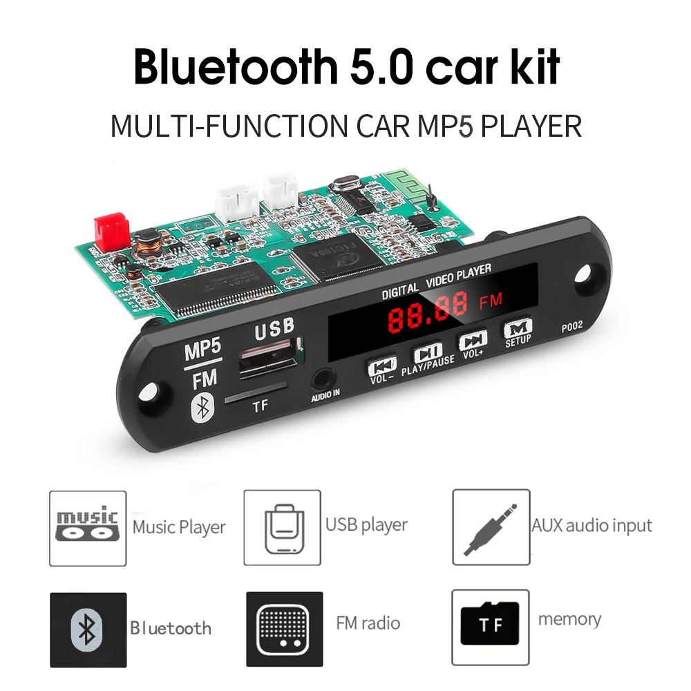 5 в 12 В беспроводная автомобильная MP3 Стандартная плата Аудиоприемник USB AUX FM радио