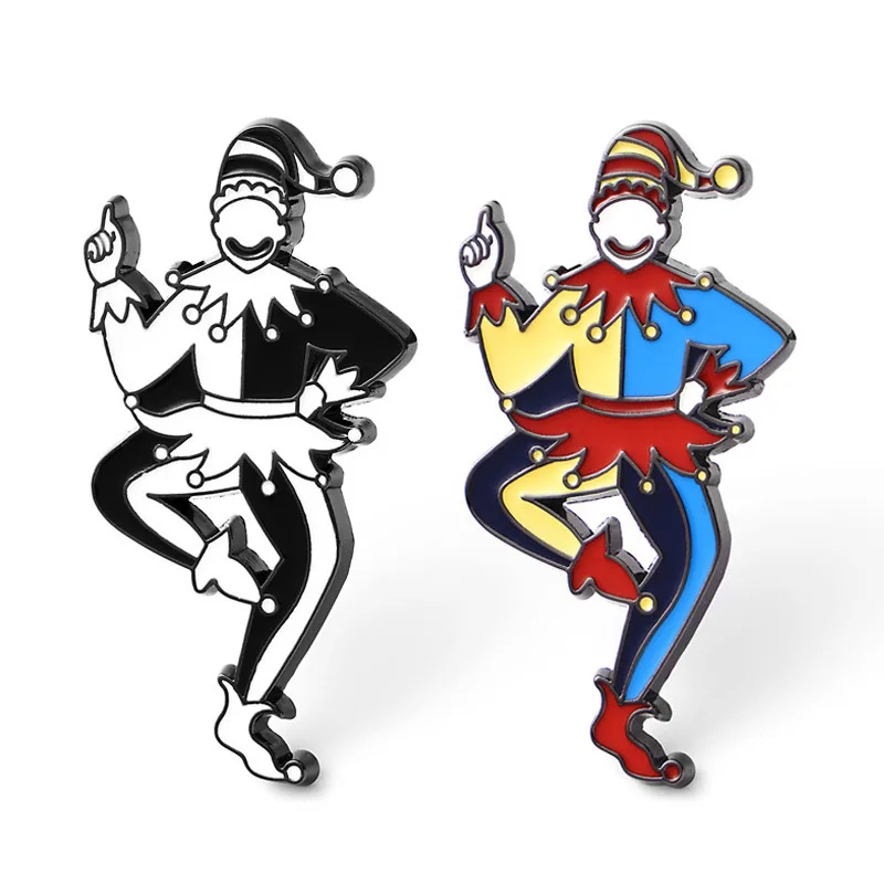 

poker Cartoon The Clown Dancing Enamel Pin Brooch Funny Badge Fashion Jewelry Decor or Kids Gifts