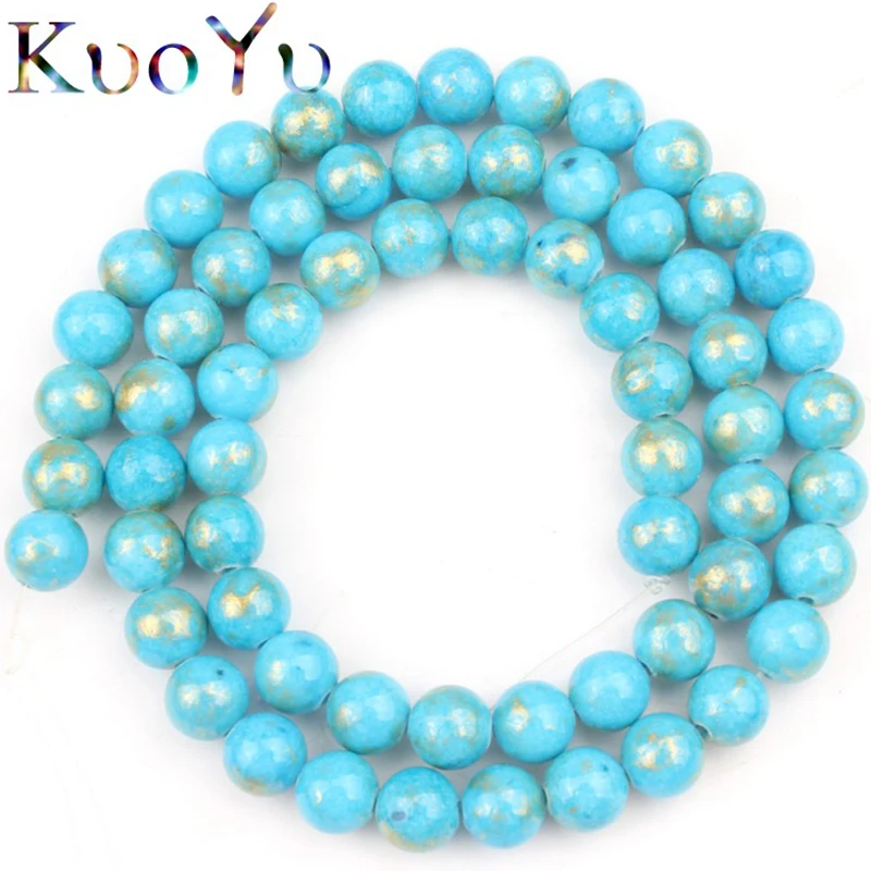 Натуральный голубой камень золотые Нефы круглые свободные распорные бусины для