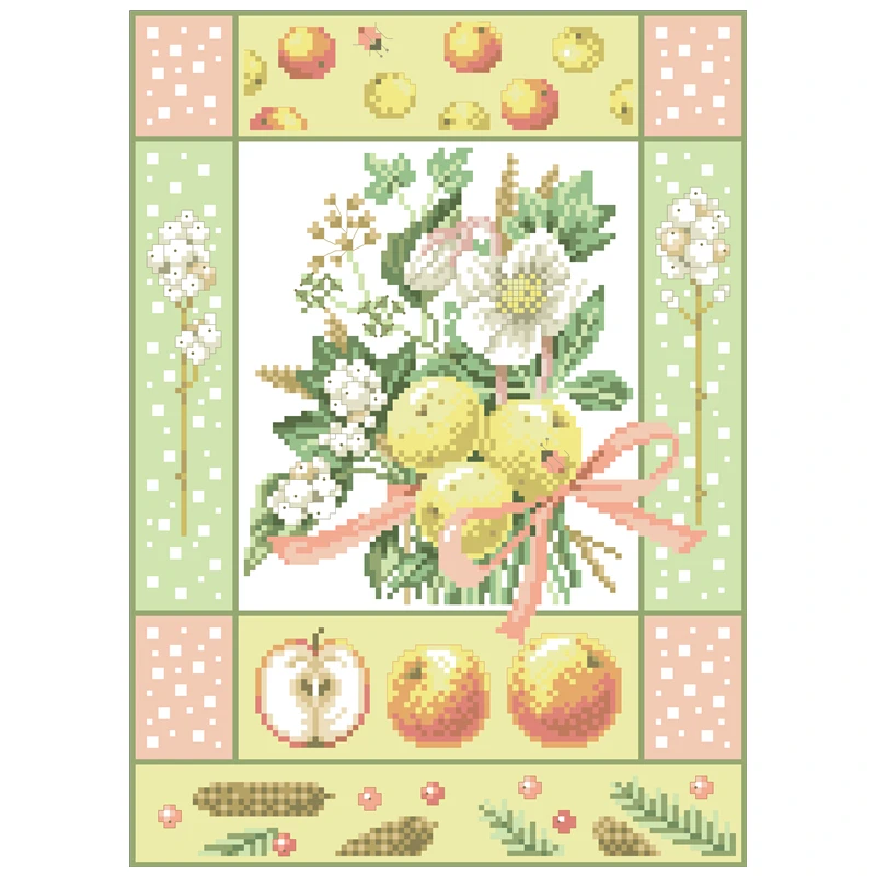 Посылка для вышивки крестом в виде фруктов и цветов хлопковая шелковая нить 18