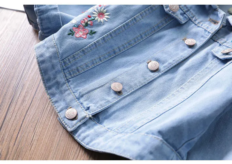 

ACE LOVE Denim Cow Kids Jackets for Girls Soft Embroidery Flower Baby Jacket Outfits Spring New Children Wear Baby Girl Jacket