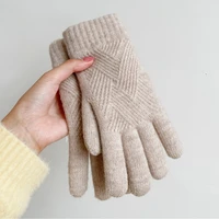 1 pair wool gloves womens winter cute plush warm riding gloves women solid gloves womens gloves fluffy work kids winter gloves