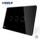 Беспроводной Выключатель Livolo AUUS C9, панель из черного стекла, сенсорный экран, диммер и дистанционный Домашний Светильник ключатель, тусклый вверх