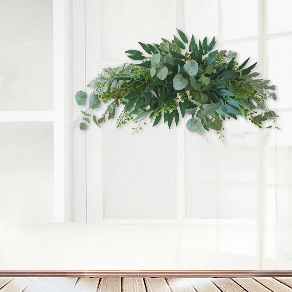 

Greenery Swag Leaf Lintel Artificial Flower Door Wreath Simulation Leaves Home Wedding Arch Decor Window Wall Hanging Eucalyptus