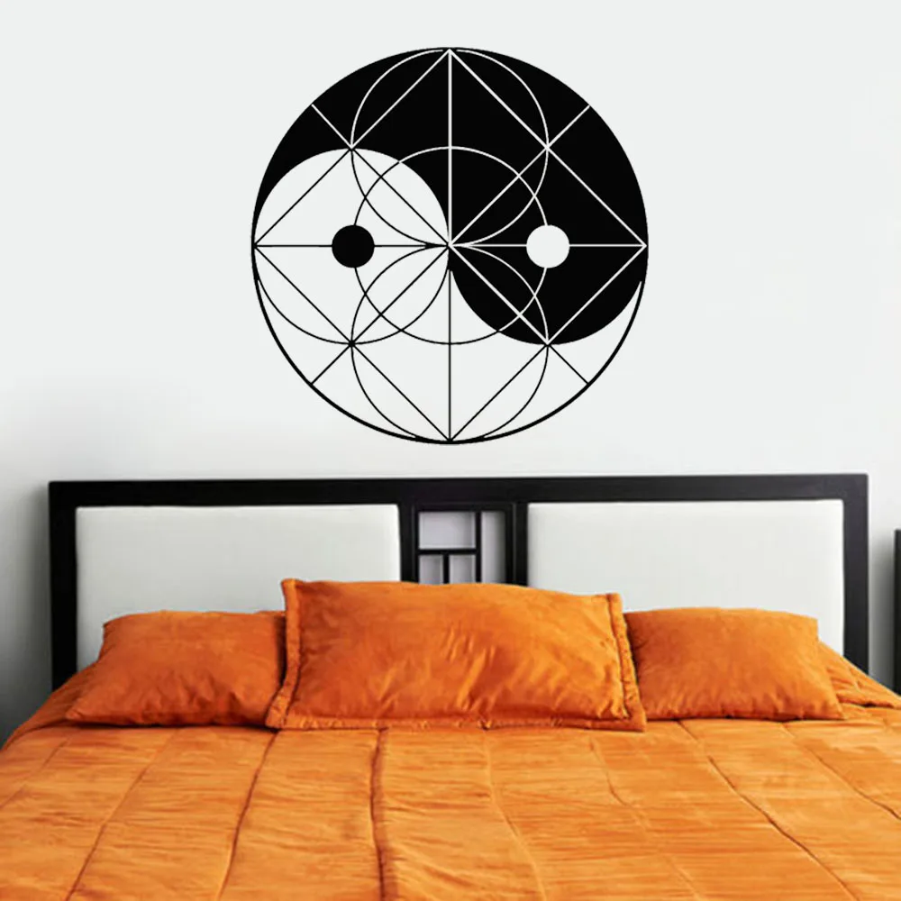 

Геометрическая Настенная Наклейка Yin Yang Circle Zen, виниловая художественная наклейка s для гостиной, спальни, Настенная Наклейка A252
