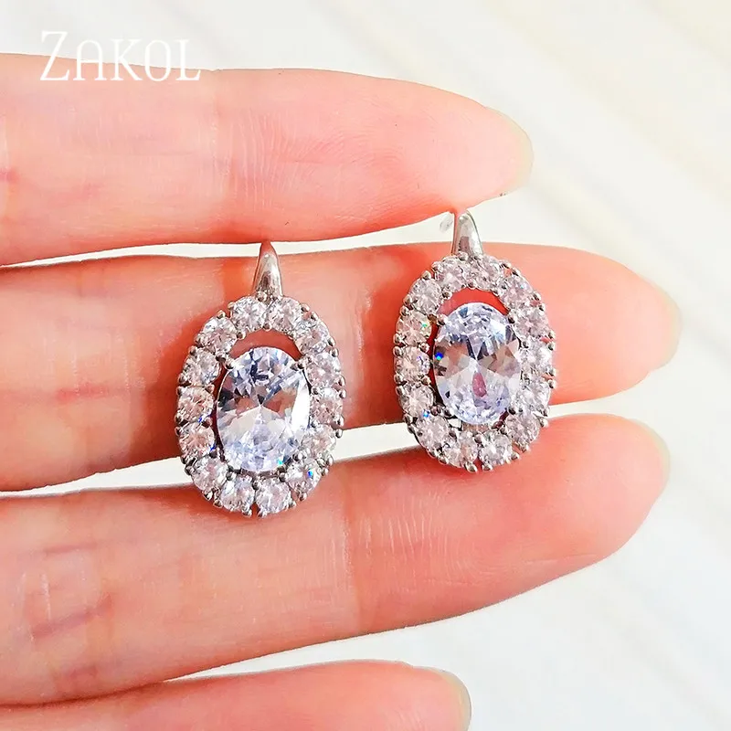 ZAKOL НОВЫЕ ПОСТУПЛЕНИЯ Модные овальные кубические циркониевые хрустальные серьги