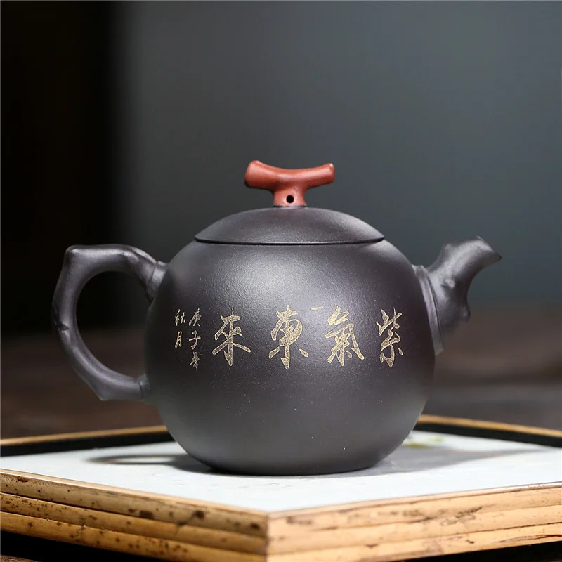 300ml Yixing Purple Clay Teapots Handmade Boutique Tea Pot Raw Ore Black Mud Beauty Kettle Chinese Zisha Set Customized - купить по