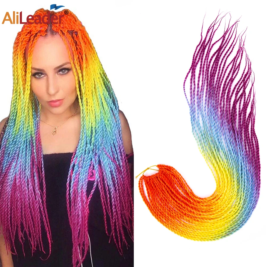 

Alileader 24 Inch Crotchet Braids Synthetic Hair Extensions Ombre Rainbow Senegalese Twist Crochet Hair Extensions Red Green