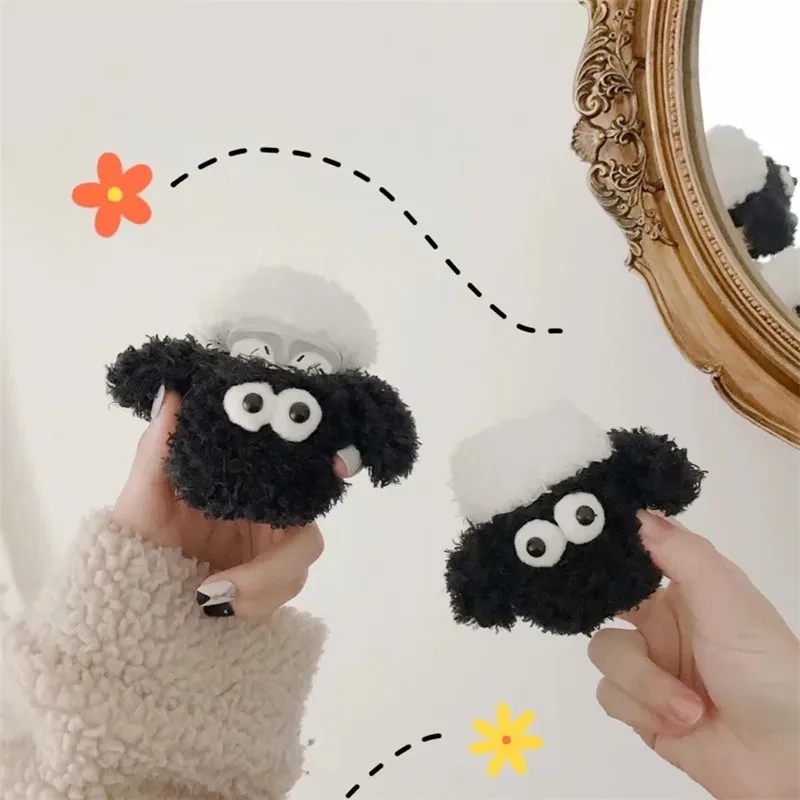 Модный меховой чехол для Airpods зимний 3D из овечьей шерсти плюшевый дизайн Airpod 1 2