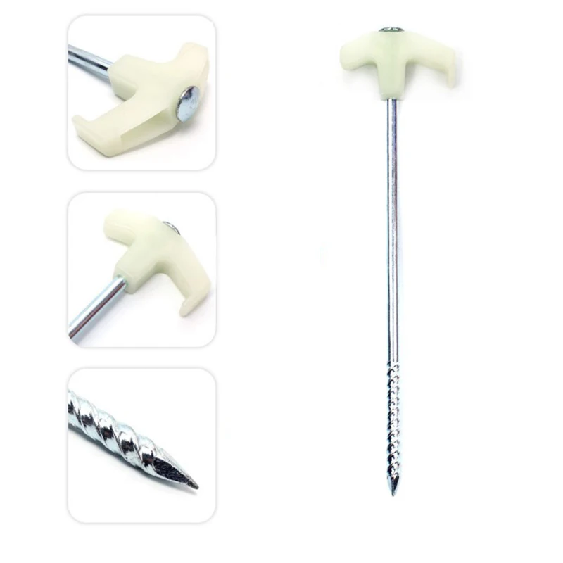 

1Pc Tent Pegs For Camping Wind Resistance Anti-rust Outdoor Activities Tent Nail Travel Iron T-Shape Screw Lengthening Endurable