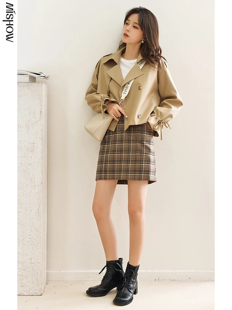 : Для 2020 осень зима пальто для женщин короткая ветровка Легкая куртка с поясом