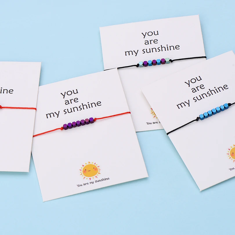 IYOE Wish Card You Are My Sunshine крошечные бусины браслеты с подвесками для женщин и мужчин геометрические бусины ручной работы красный браслет с нитью подарок