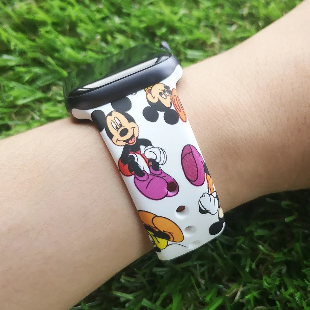 Спортивный силиконовый ремешок для Apple Watch, 38 мм, 42 мм, 40 мм, 44 мм, мягкий ремешок, мультяшная мышь, женский и мужской браслет для iwatch, серия 5, 4, 3, 2, 1 - Цвет ремешка: White
