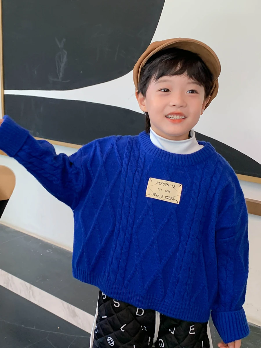 

Детская одежда BB свитер для мальчиков осенне-зимняя одежда с круглым вырезом Новинка 2021 зимний детский вязаный Топ в западном стиле