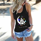 Женские майки с забавным принтом астронавта и черепа, летние свободные винтажные майки без рукавов, спортивный жилет