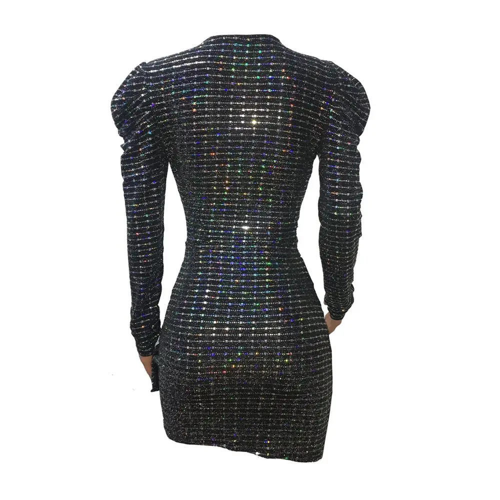 

Autumn Winter Women Bodycon Dress party Lady Women V Neck Wrap Ruched Long Sleeve Nightclub Dress vestidos Wholesale MGN-81