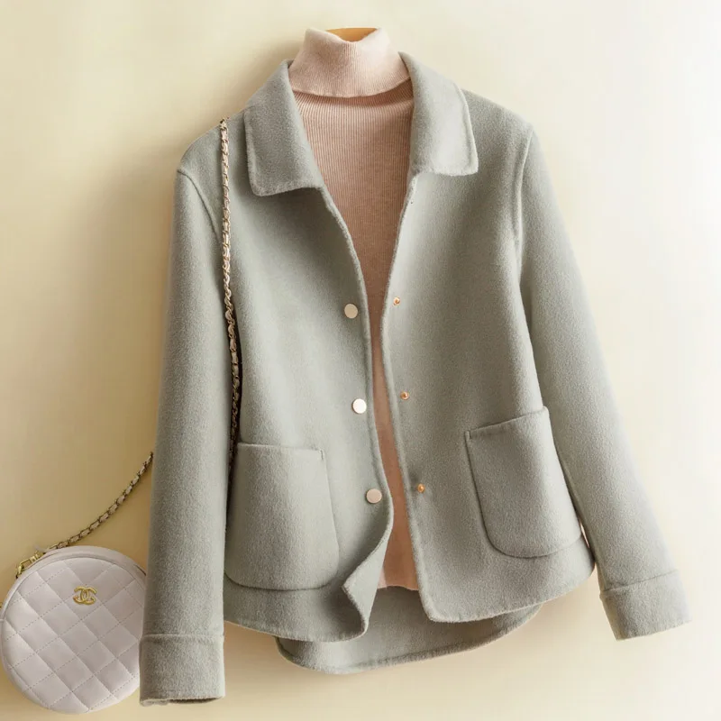 

Double-sided woolen coat double-sided woolen coat women's short short short short short double-sided woolen high-end woolen milk