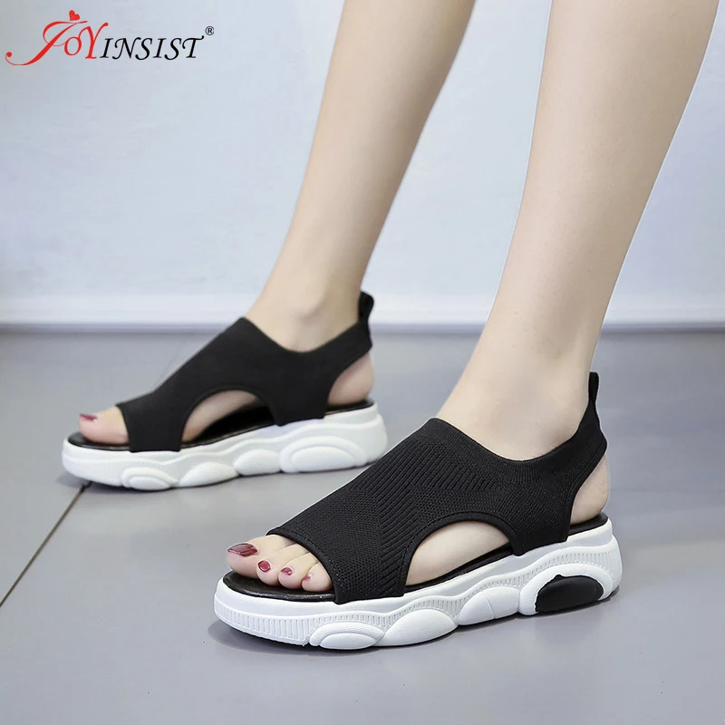 Сандалии женские на танкетке удобные босоножки без шнуровки плоская подошва