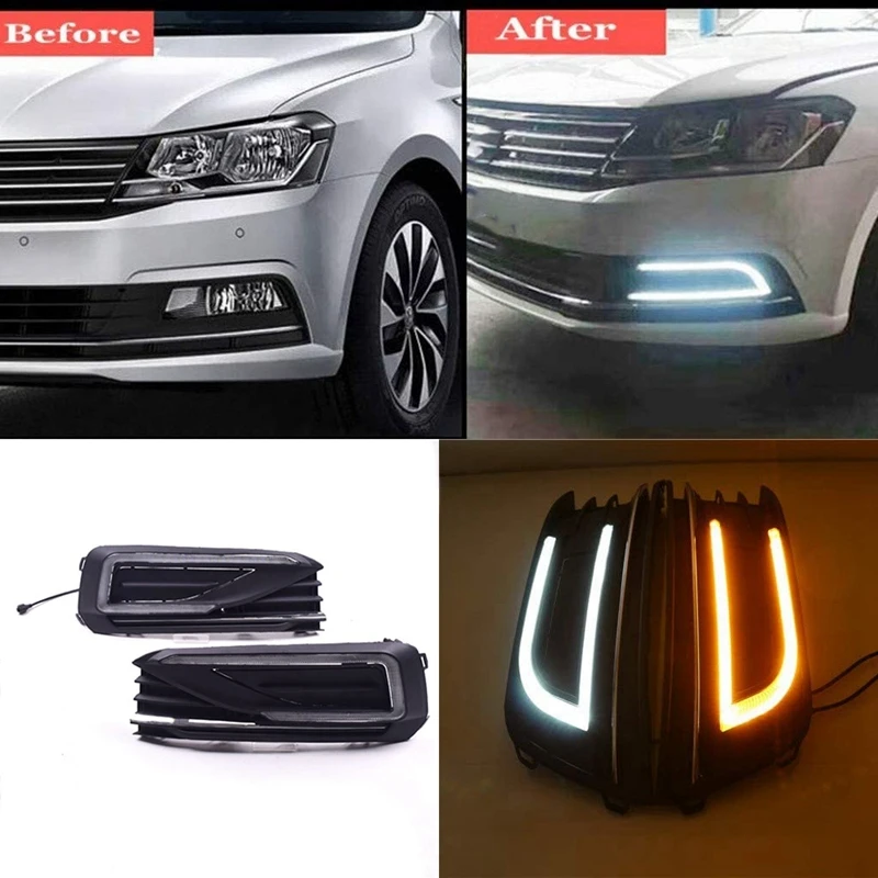 

Car LED DRL For-Lavida 2018-2020 Daytime Running Light with Moving Yellow Turn Signals Blue Night Light