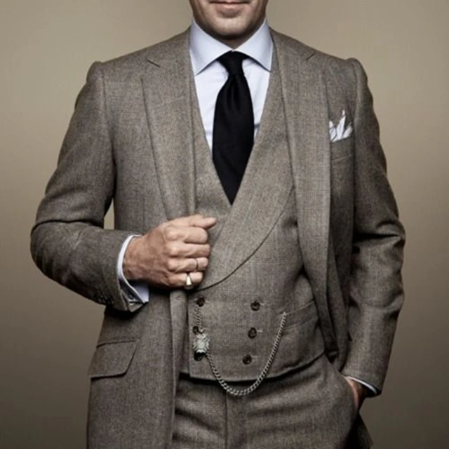Серый двубортный костюм мужские Нарядные Костюмы для свадьбы 2020 индивидуальный