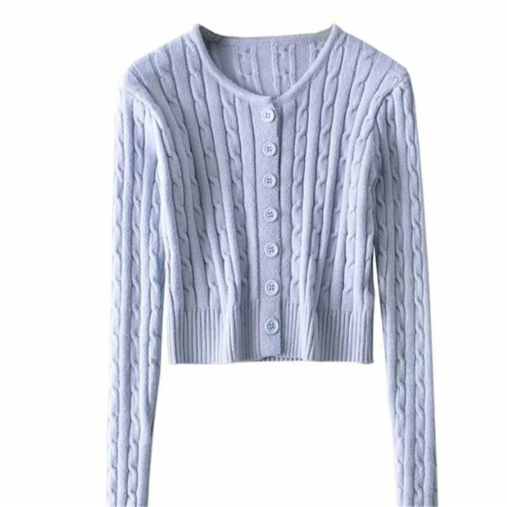 Женский вязаный кардиган с длинным рукавом весенний короткий свитер в